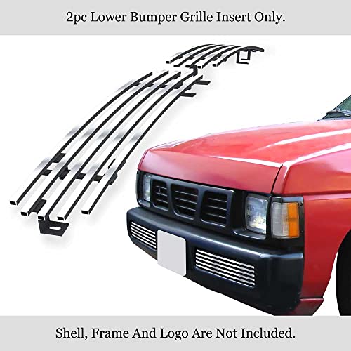 APS Compatible with Nissan Hardbody Pickup 1995-1997 Lower Bumper Stainless Steel Chrome Billet Grille Grill Insert N85117A