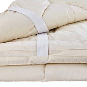 Sleep & Beyond 54 by 76-Inch Washable Wool Mattress Topper, Full, Natural
