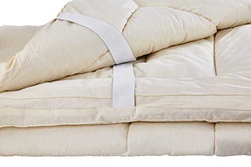 Sleep & Beyond 54 by 76-Inch Washable Wool Mattress Topper, Full, Natural