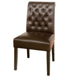 christopher knight home palermo leather tufted dining chairs, brown(pack of 2)