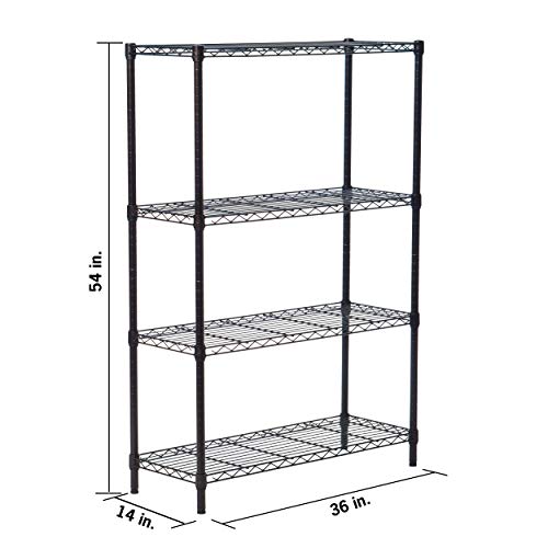 TRINITY 4-Tier NSF Wire Shelving Rack, 36 by 14 by 54-Inch, Bronze