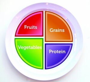 portion control plate myplate for teens or adults - (1 plate) healthy nutrition plate for balanced eating, (english)