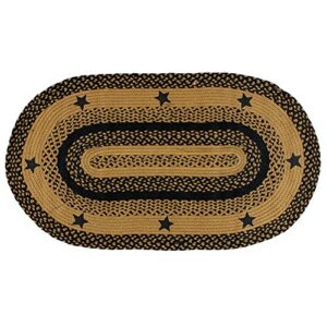 star black premium braided collection | primitive, rustic, country, farmhouse style | jute/cotton | 30days risk free | accent rug/door mat/floor carpet(oval 27"x48", star black)