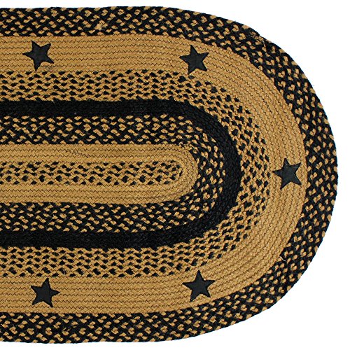 Star Black Premium Braided Collection | Primitive, Rustic, Country, Farmhouse Style | Jute/Cotton | 30Days Risk Free | Accent Rug/Door Mat/Floor Carpet(Oval 27"x48", Star Black)