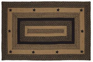 ihf home décor |star black premium braided, collection | primitive, rustic, farmhouse style | jute/cotton | 30days risk free | accent rug/door mat/floor carpet (36"x60" rect, star black)