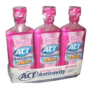act anticavity kids flouride rinse bubble gum blowout flavor 18 ounce bottles (pack of 3)
