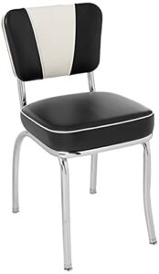 richardson seating v-back chrome diner chair with 2" box seat, null, metal, black and white