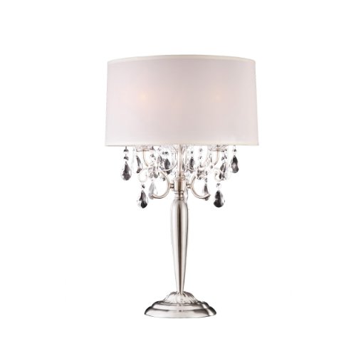 Ok Lighting OK-5109T Crystal Silver Table Lamp, 16" x 16" x 30"