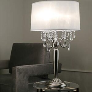 Ok Lighting OK-5109T Crystal Silver Table Lamp, 16" x 16" x 30"