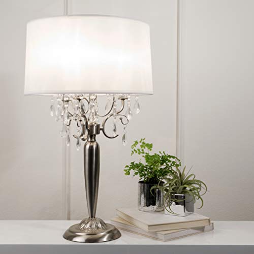 Ok Lighting OK-5109T Crystal Silver Table Lamp, 16" x 16" x 30"