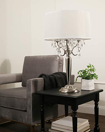 Ok Lighting OK-5109T Crystal Silver Table Lamp, 16" x 16" x 30"