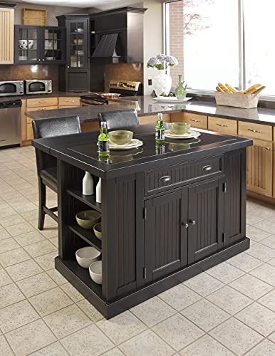 Nantucket Distressed Black Kitchen Island by Home Styles