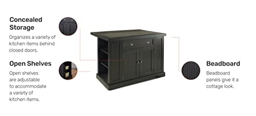 Nantucket Distressed Black Kitchen Island by Home Styles