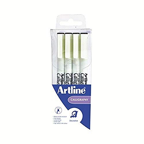 Artline EK-240W4 Calligraphy Pen - Assorted (Pack of 4), Black