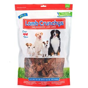 pci pet center inc. lamb crunchys raw dehydrated lamb lungs dog treats, 16 ounce pack, lam-016mc