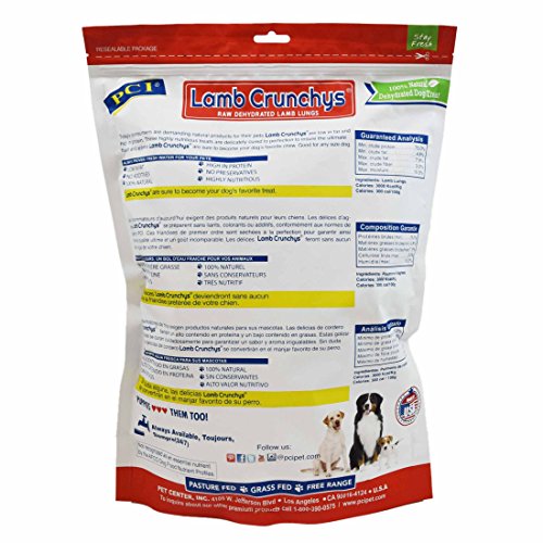 PCI Pet Center Inc. Lamb Crunchys Raw Dehydrated Lamb Lungs Dog Treats, 16 Ounce Pack, LAM-016MC