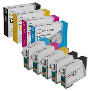 ld products remanufactured ink cartridge replacement for epson 125 (2 black, 1 cyan, 1 magenta, 1 yellow, 5-pack)
