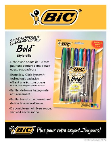 BIC Cristal Bold Ball Pen 24pk Assorted