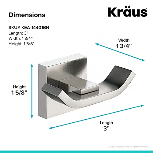 Kraus KEA-14401BN Aura Bathroom Accessories - Double Hook Brushed Nickel