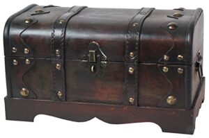 vintiquewise(tm small pirate style wooden treasure chest