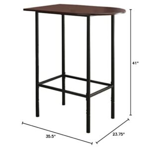 Monarch Specialties Metal Space Saver Bar Table, 24 by 36-Inch, Cappuccino/Black, 36" X 24" X 41"