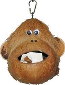 a&e cage company hb46581 happy beaks coco monkey assorted bird toy, 6 by 6 by 6", brown