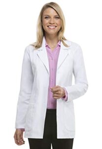 dickies womens 29 inch notched collar lab coat, white, small us