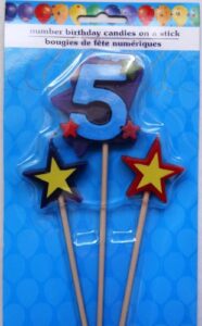 greenbrier number birthday cake candles/toppers/decorations/kit / 3 piece set / # 5
