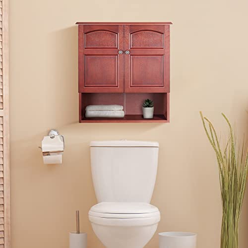 Elegant Home Fashions Martha Wooden Removable 2 Door Wall Cabinet, Mahogany