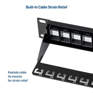 Cable Matters Rackmount or Wall Mount 1U 24 Port Keystone Patch Panel with Cable Management and Support Bar (19-inch Blank Patch Panel for Keystone Jacks/Keystone Panel)