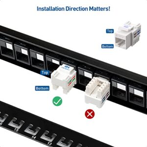 Cable Matters Rackmount or Wall Mount 1U 24 Port Keystone Patch Panel with Cable Management and Support Bar (19-inch Blank Patch Panel for Keystone Jacks/Keystone Panel)