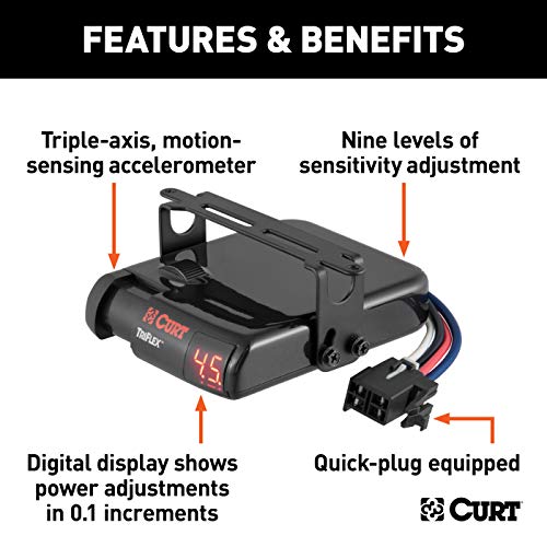 CURT 51140 TriFlex Electric Trailer Brake Controller, Proportional, 7 x 5 x 2.63 inches, Black