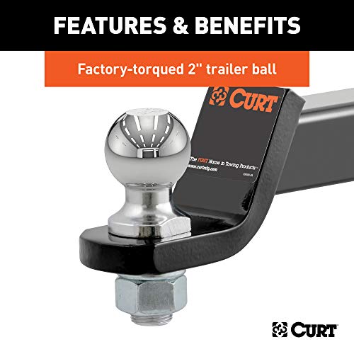 Curt Manufacturing 45534 Trailer Hitch Mount, 2-Inch Ball, Lock, Fits 2-In Receiver, 7,500 lbs, 2" Drop, Cap