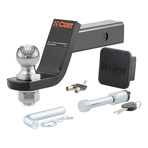 CURT 45554 Trailer Hitch Mount, 2-Inch Ball, Lock, Fits 2-In Receiver, 7,500 lbs, 4" Drop, Cap , black