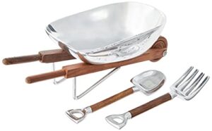 godinger wheelbarrow salad bowl & servers, alternative metal