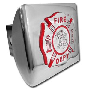 firefighter (chrome & red) all metal shiny chrome hitch cover