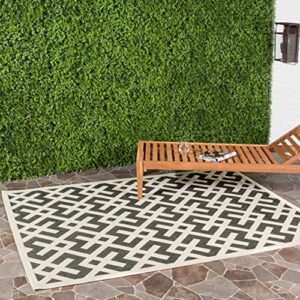 SAFAVIEH Courtyard Collection 6'7" Square Terracotta / Bone CY6915 Indoor/ Outdoor Splashproof Easy Scrubbing Patio Backyard Mudroom Area Rug