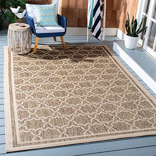 SAFAVIEH Courtyard Collection 8' x 11' Brown/Bone CY6916 Indoor/ Outdoor Patio Backyard Mudroom Area-Rug