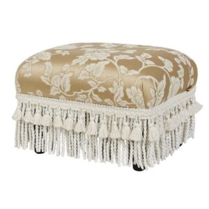 jennifer taylor home fiona accent footstool ottoman, champagne beige floral jacquard with ivory trim