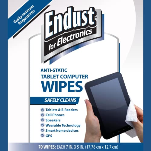 Endust For Electronics Screen Cleaner Wipes, Electronics Surface Cleaning Wipes, For Tablet, E-Reader, Computer Monitor, Laptop, Phone, TV, GPS, Pre-Moistened, Alcohol & Ammonia Free, 70 Count (12596)