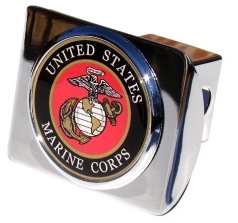 United States US Marine Corps USMC Marine Seal on Chrome Hitch (fits 2 inch Car Truck Receiver)