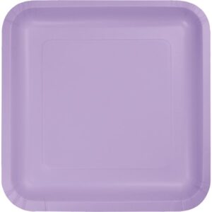 creative converting touch of color 18 count square paper dinner plates, luscious lavender , one size -