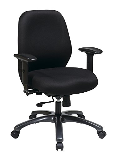 Office Star 24/7 Elite Intensive Use Ergonomic Office Chair with 2-to-1 Synchrony Tilt with Seat Slider, Adjustable Arms and Titanium Finish Aluminum Base, Icon Black