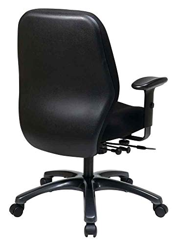 Office Star 24/7 Elite Intensive Use Ergonomic Office Chair with 2-to-1 Synchrony Tilt with Seat Slider, Adjustable Arms and Titanium Finish Aluminum Base, Icon Black