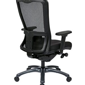 Office Star ProGrid High Back Professional Manager's Office Chair with Breathable Mesh and Adjustable Lumbar Support, Titanium Finish Base with Coal FreeFlex Fabric