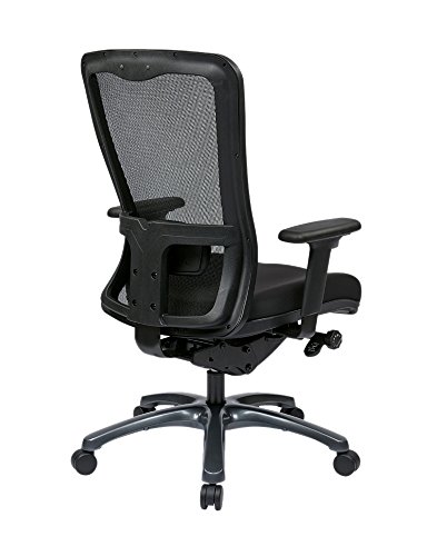 Office Star ProGrid High Back Professional Manager's Office Chair with Breathable Mesh and Adjustable Lumbar Support, Titanium Finish Base with Coal FreeFlex Fabric