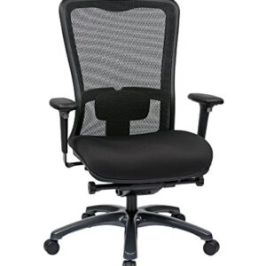 Office Star ProGrid High Back Professional Manager's Office Chair with Breathable Mesh and Adjustable Lumbar Support, Titanium Finish Base with Coal FreeFlex Fabric