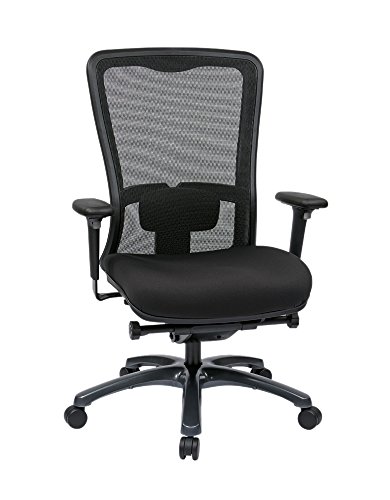 Office Star ProGrid High Back Professional Manager's Office Chair with Breathable Mesh and Adjustable Lumbar Support, Titanium Finish Base with Coal FreeFlex Fabric