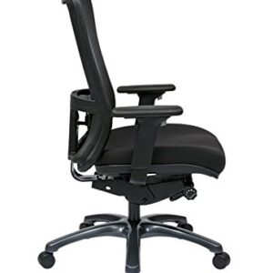 Office Star ProGrid High Back Professional Manager's Office Chair with Breathable Mesh and Adjustable Lumbar Support, Titanium Finish Base with Coal FreeFlex Fabric