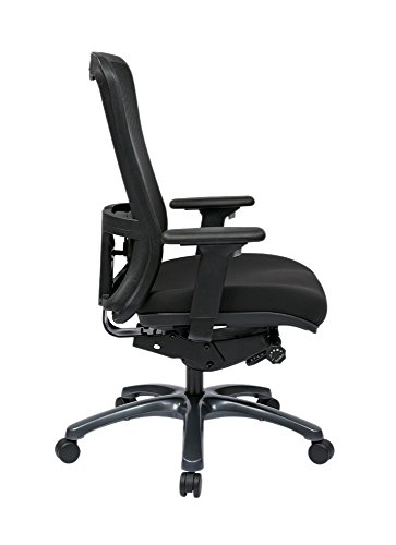 Office Star ProGrid High Back Professional Manager's Office Chair with Breathable Mesh and Adjustable Lumbar Support, Titanium Finish Base with Coal FreeFlex Fabric